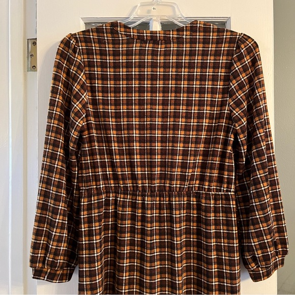 NWT Gilli Brown Plaid Long Sleeve Dress Size Large 🤎 - Picture 4 of 4